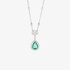 white gold emerald drop pendant with diamonds