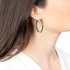 Large white gold emerald hoops