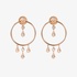 Pink gold round earrings with dangling diamonds