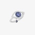 White gold evil eye ring with diamonds and sapphires