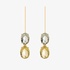 Gold earrings with prasiolite and lemon quartz