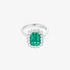 White gold emerald rosette ring with diamonds