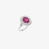 White gold round ruby ring with diamonds