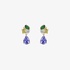 Gold dangling earrings with diamonds and semi precious stones