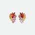 Pink gold flower earrings made of colourful sapphires