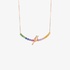 Pink gold chain necklace with a bird on a rainbow branch