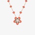 Gorgeous coral flower necklace with black and white diamonds