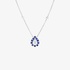 White gold drop shaped pendant with sapphires