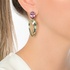 Long gold earrings with prasiolite and amethyst