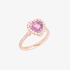 Heart ring with pink sapphire and diamonds