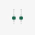 Small white gold hoops with danfling diamond rows with emeralds