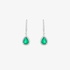 White gold diamond earrings with dangling emeralds