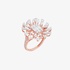 Pink gold flower ring with diamonds