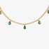 gold tennis necklace with hanging emerald drops