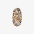 Modern gold ring with grey enamel and diamonds