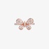 Pink gold butterfly ring with diamonds