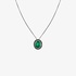 Oval emerald pendant with black diamond bezel setting