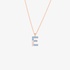 Pink gold initial necklace with light blue enamel-E
