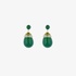 mini drop shaped silver earrings with green enamel