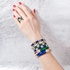 Unique thin bangle bracelet with malachite and diamonds