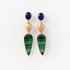 Fashionable silver earrings with lapis stone and malachite