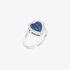 White gold  double face heart ring with diamonds and sapphires