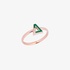 Pink gold greek "D" ring with green enamel