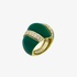 Green enamel ring with diamonds