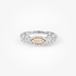 White gold ring with diamonds in gold setting