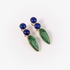 Fashionable silver earrings with lapis stone and malachite