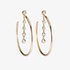 Big gold hoops with dangling chains of diamonds