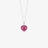 White gold heart shaped pendant with rubies and diamonds