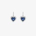White gold sapphire heart shaped earrings with diamonds