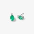 White gold oval emerald earrings with diamonds