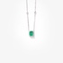 White gold square emerald pendant with diamonds