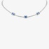 White gold tennis necklace with triple square sapphires
