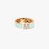 Fashionable pink gold "M" band ring with turquoise enamel and diamonds