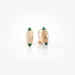 Pink gold malachite studs with baguette diamonds