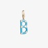 Fashionable gold "B" pendant with light blue  enamel