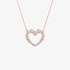 Pink gold heart shaped pendant with diamonds