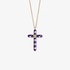 gold cross with purple enamel and peridot
