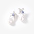 White gold flower earrings with baroque pearls  and sapphires