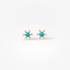 Gold flower studs with turquoise and diamond petals