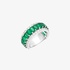White gold band ring with emeralds and diamonds