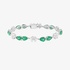 White gold thin bracelet with emeralds and diamond flowers