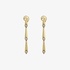 Long gold geometric earrings with diamonds