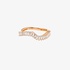 Pink gold wavy half band ring with baguette diamonds