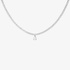 White gold tennis diamond necklace with a hanging pear cut diamond