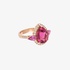 Pink gold rubellite ring with pink sapphires and diamonds