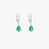White gold diamond earrings with dangling emeralds